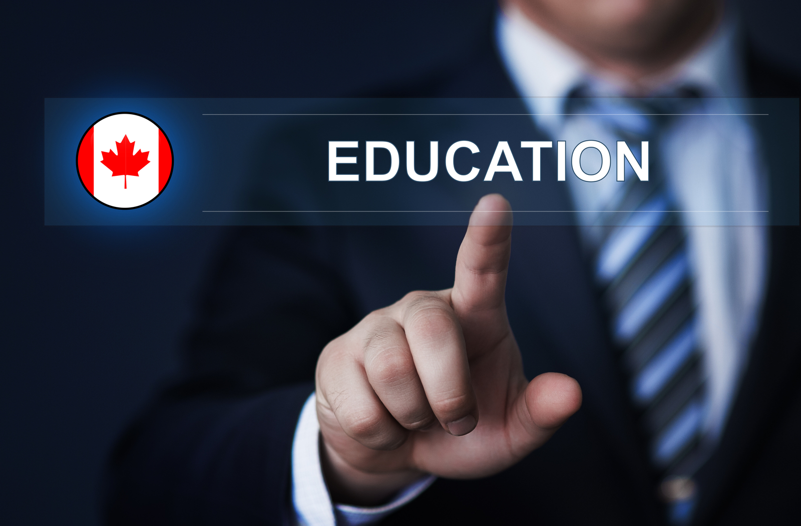 Man clicking on an 'education' tab